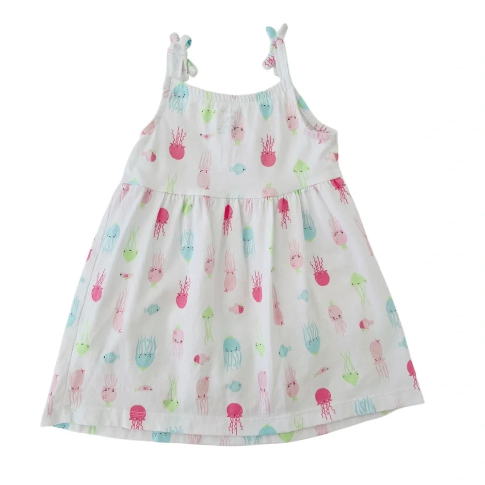 Carter's Pink & White Jellyfish Print Dress & Romper Onesie SET | Baby Girl 9MTH